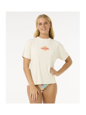 Rip Curl Rip Curl T-Shirt Cala Vadella Surflite Crop Ss Écru Relaxed Fit