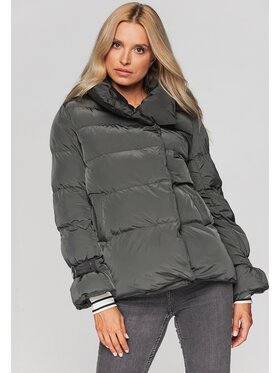 Perso Perso Zimné bundy krótka ze zdobieniami Kaki Regular Fit