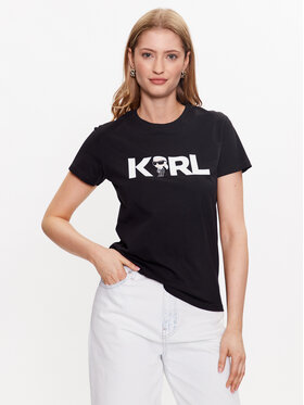 KARL LAGERFELD KARL LAGERFELD T-Shirt Ikonik 2.0 Karl Logo 230W1706 Černá Regular Fit