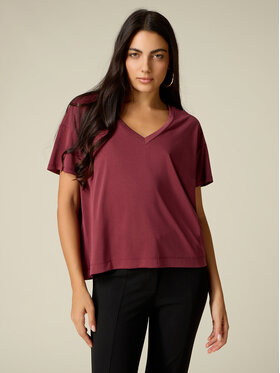 Oltre Oltre T-Shirt G304J104765N036 Bordowy Regular Fit