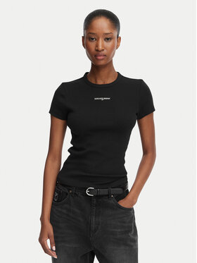 Tommy Jeans Tommy Jeans T-krekls Script Rib DW0DW22809 Melns Slim Fit
