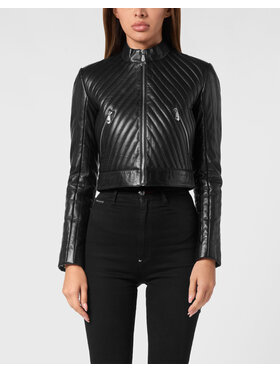 PHILIPP PLEIN PHILIPP PLEIN Kurtka skórzana 23039 Czarny Slim Fit