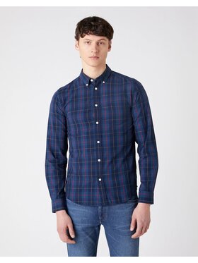 Wrangler Wrangler Koszula LS 1 PKT BUTTON DOWN Niebieski Regular Fit