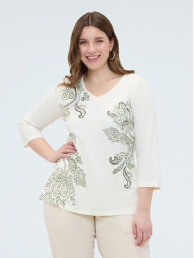 Fiorella Rubino Fiorella Rubino Bluzka G0BVL009218N002 Kremowy A-Line Fit