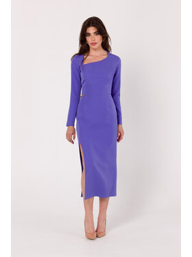 Makover Makover Sukienka elegancka K178 Fioletowy Modern Fit