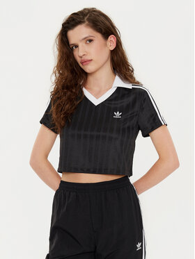 adidas adidas Футболка adicolor Football Jacquard JD2606 Чорний Slim Fit