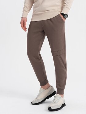 Ombre Ombre Spodnie dresowe OM-PASK-0147 Brązowy Regular Fit