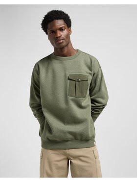 Lee Lee Bluzka UTILITY CREW SWS Zielony Relaxed Fit