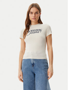 Tommy Jeans Tommy Jeans T-Shirt Essential DW0DW19447 Beżowy Slim Fit