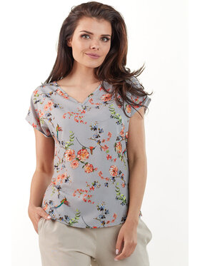 Awama Awama Blusa L067 Grigio Basic Fit