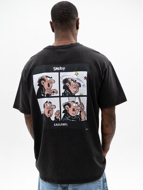 Smerfy Smerfy T-Shirt Koszulka Z Krótkim Rękawem Oversize Męska Sprana Czarna Smerfy Gargamel Story M Czarny Oversize
