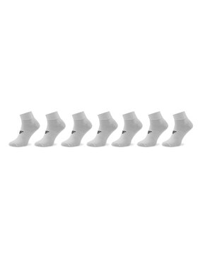 4F 4F Zestaw 7 par wysokich skarpet unisex 4FAW22-USOCM073 Biały