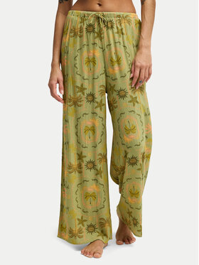 Billabong Billabong Bavlnené nohavice Beach Spirit EBJNP00141 Zelená Wide Leg