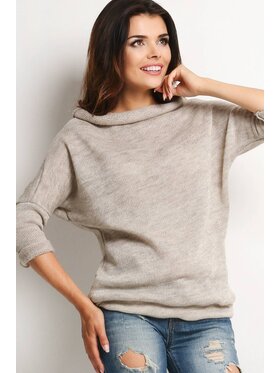 Awama Awama Sweter A121 Beżowy Basic Fit