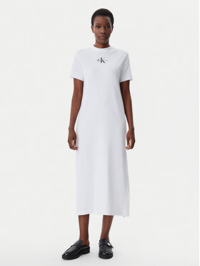 Calvin Klein Jeans Calvin Klein Jeans Kleid für den Alltag Monologo J20J225543 Weiß Regular Fit