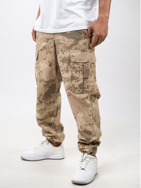 Jigga Wear Jigga Wear Spodnie cargo Spodnie Taktyczne, Polowe, Militarne, Bojówki Męskie Brązowe Camo Jigga Wear XL LONG Beżowy Regular Fit