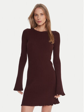 Kontatto Kontatto Трикотажна сукня 3M0819C Бордовий Slim Fit