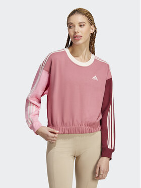 adidas adidas Džemperis ar kapuci Essentials 3-Stripes Crop Sweatshirt IC9875 Rozā Loose Fit