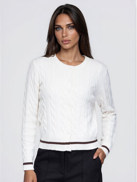 Ombre Ombre Kardigan OW-SW-E0028 Kremowy Slim Fit