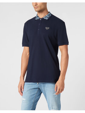 PHILIPP PLEIN PHILIPP PLEIN Polo 9409 Błękitny Slim Fit