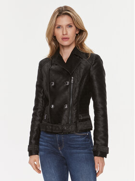Guess Guess Куртка зі штучної шкіри Olivia Moto Jacket W3YL25 WFIR2 Чорний Regular Fit
