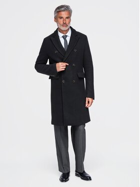 Ombre Ombre Płaszcz przejściowy OM-COWC-0152 Czarny Regular Fit