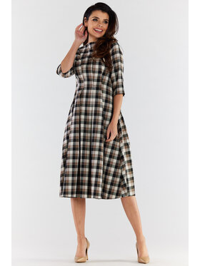 Awama Awama Sukienka codzienna A489 Brązowy Basic Fit