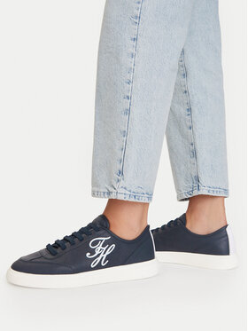 Tommy Hilfiger Tommy Hilfiger Sneakersy Th Icon Court Script Premium FW0FW09604 Granatowy