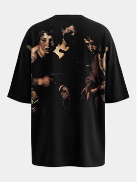 MADE BY SOCIETY MADE BY SOCIETY T-Shirt Tricou ISOMETRIC WIDE - T17303 Czarny Basic Fit