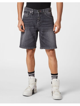 PHILIPP PLEIN PHILIPP PLEIN Szorty jeansowe 9243 Szary Loose Fit