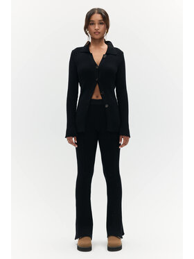BENU BENU Spodnie damskie Dzianinowe Czarny Slim Fit