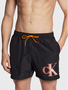 Calvin Klein Swimwear Calvin Klein Swimwear Plavecké šortky Medium Drawstring Graphic KM0KM00800 Černá Regular Fit
