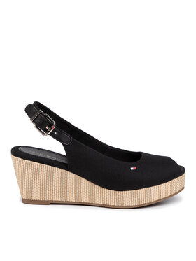 Tommy Hilfiger Tommy Hilfiger Espadrile Iconic Elba Sling Back Wedge FW0FW04788 Negru