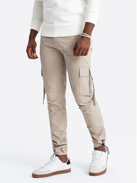 Ombre Ombre Spodnie materiałowe OM-PACG-0197 Beżowy Regular Fit