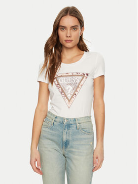 Guess Guess Tričko W5RI22 J1314 Biela Regular Fit