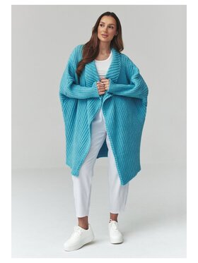 Makadamia Makadamia Sweter S173 Turkusowy Loose Fit