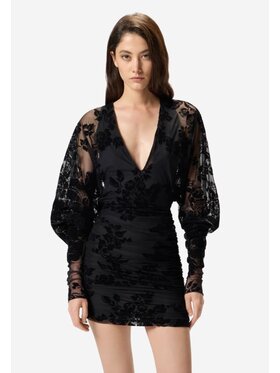 PINKO PINKO Suknelė Roulette dress tulle stampa flock Juoda Slim Fit