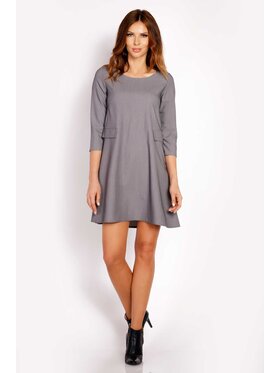Awama Awama Sukienka codzienna L005 Szary Basic Fit