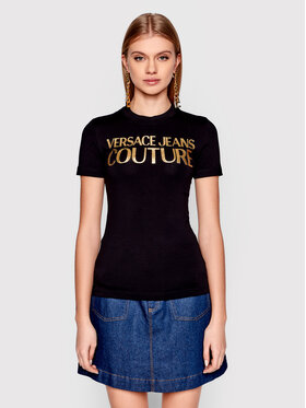 Versace Jeans Couture Versace Jeans Couture Tričko Logo Thick Foil 72HAHT01 Čierna Regular Fit