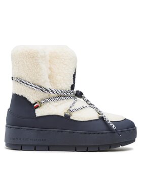 Tommy Hilfiger Tommy Hilfiger Cizme de zăpadă Th Faux Fur Snow Bootie FW0FW06850 Écru