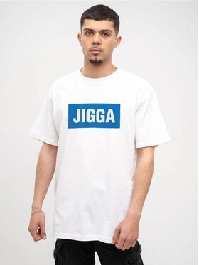 Jigga Wear Jigga Wear T-Shirt Koszulka Z Krótkim Rękawem Oversize Męska Biała / Niebieska Jigga Wear Frame M Czarny Oversize