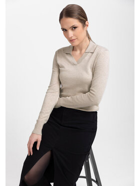 Volcano Volcano Sweter S-TOYO Beżowy Regular Fit