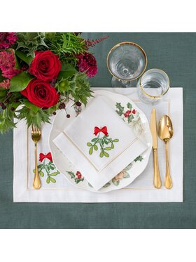 Roseberry Home Roseberry Home Serwetki Candy Cane & Mistletoe Panama Biały