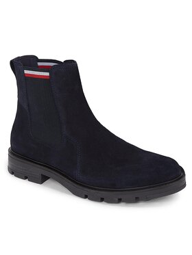 Tommy Hilfiger Tommy Hilfiger Jātnieku stila puszābaki Corpoarte Hilfiger Suede Chelsea FM0FM04803 Zils