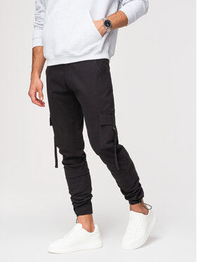 Ombre Ombre Spodnie cargo P1516 Czarny Regular Fit