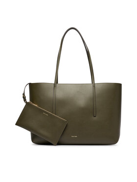 Calvin Klein Calvin Klein Дамска чанта Foil Logo Tote W/Pouch LV04F3274G Тъмнозелен