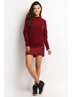 Awama Awama Sukienka dzianinowa A117 Bordowy Basic Fit