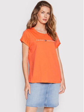 Tommy Hilfiger Tommy Hilfiger Koszulka piżamowa Logo UW0UW01618 Pomarańczowy Regular Fit