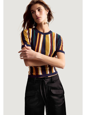 Desigual Desigual T-Shirt TS_STRIPES_LACROIX Żółty Casual Fit
