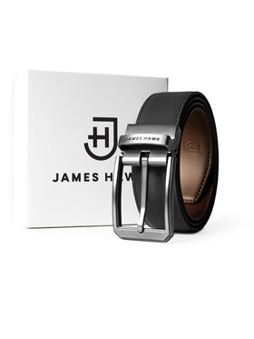 James Hawk James Hawk Pasek Męski Męski skórzany pasek dwustronny Czarny